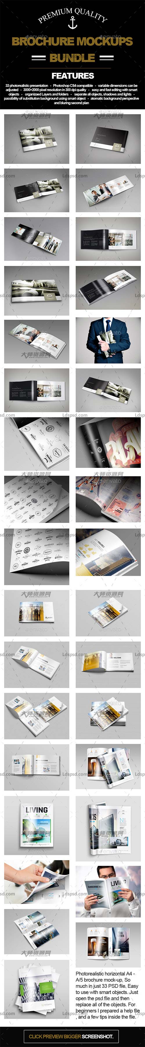 A/4 A/5 Brochure Big Bundle,杂志/产品手册展示模型(五套合集版)